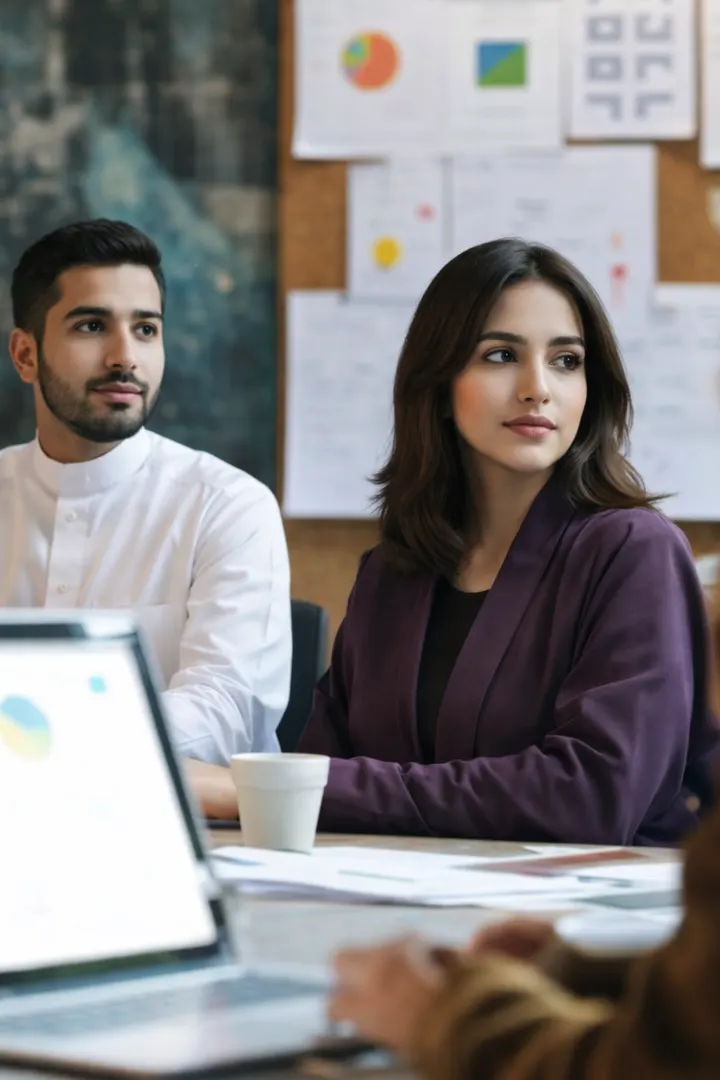 A Saudi technology team discussing digital product strategy